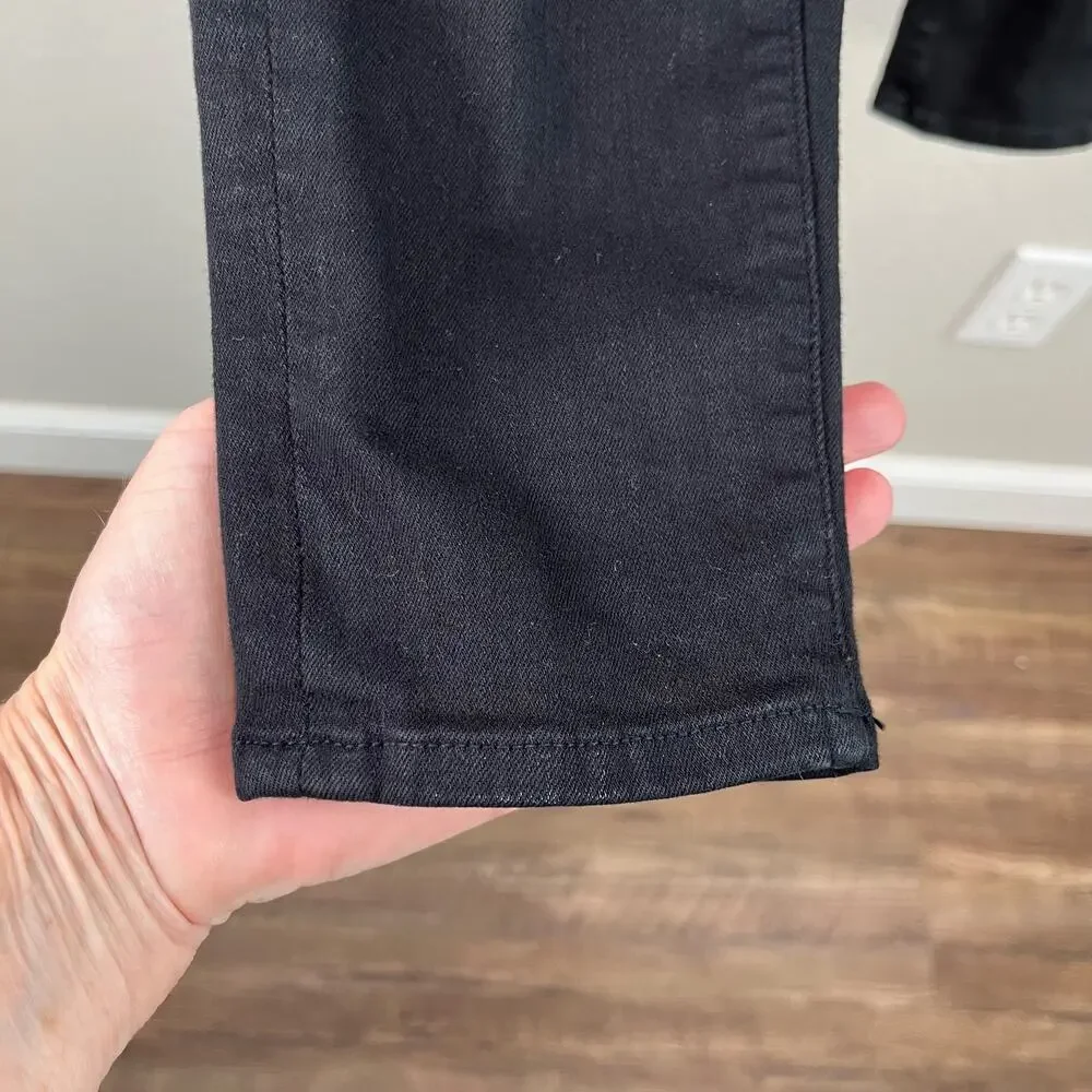 Frame Le Skinny de Jeanne Black Distressed Low Rise Denim Jeans 24
